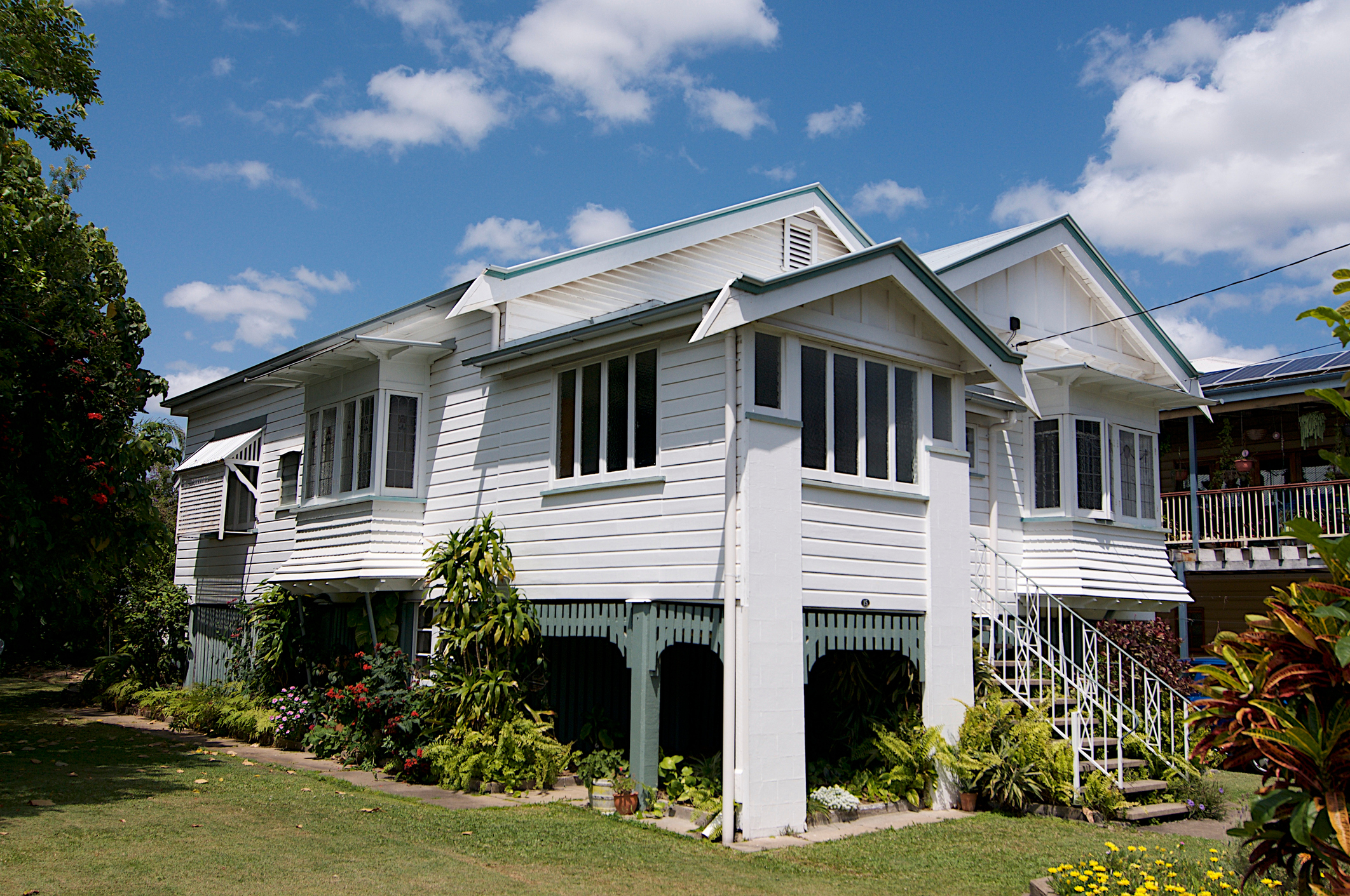 Brisbane, Queensland, Australia - 29th October 2019 : Picture of a typical old Queenslander house captured in the neighborhood of Greenslopes in Brisbane, Australia