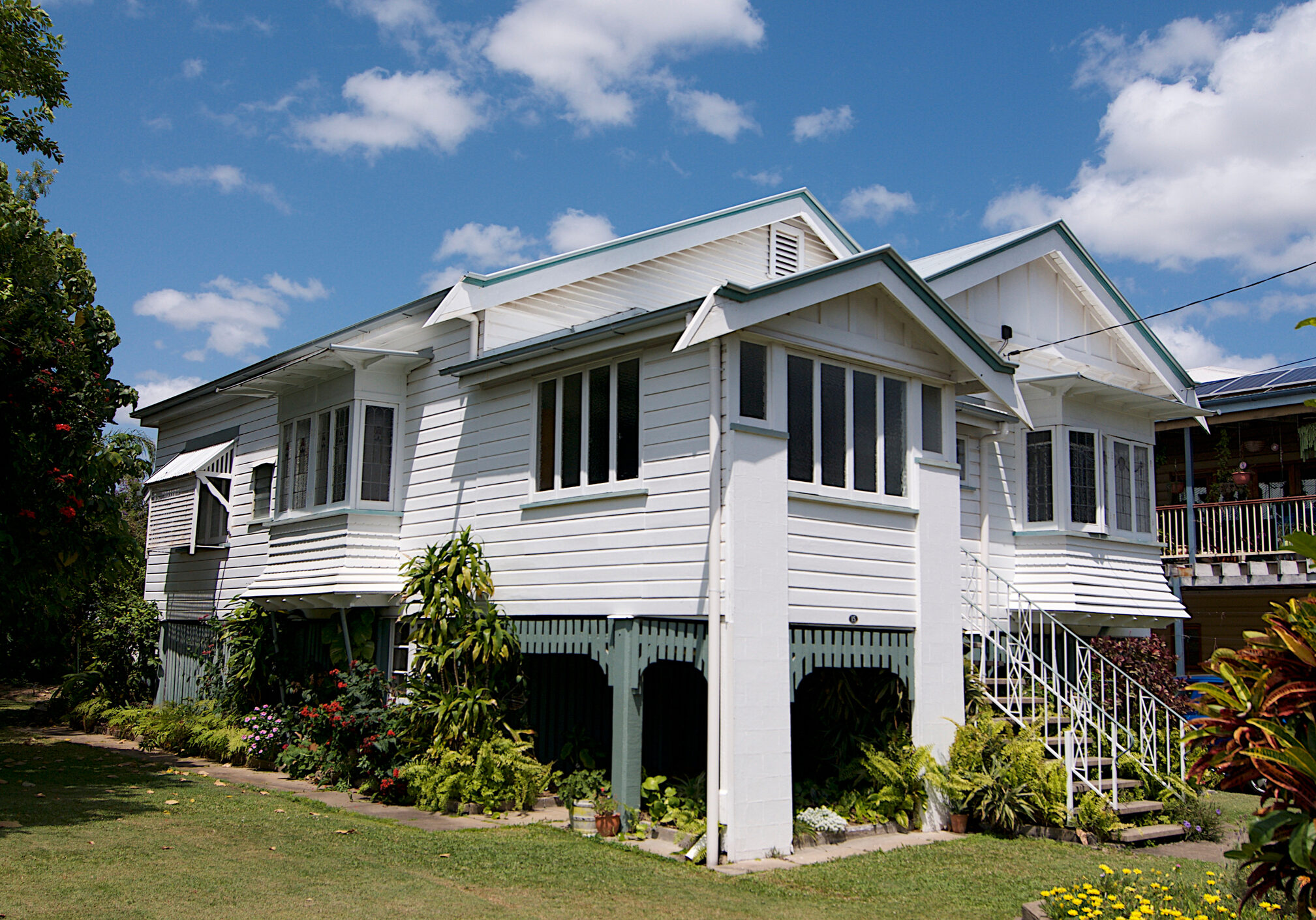 Brisbane, Queensland, Australia - 29th October 2019 : Picture of a typical old Queenslander house captured in the neighborhood of Greenslopes in Brisbane, Australia